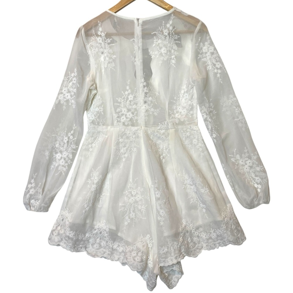 Shareen Embroidered Lace Romper Women's 10 White Beach Wedding Boho Cowgirl Chic - Picture 4 of 10